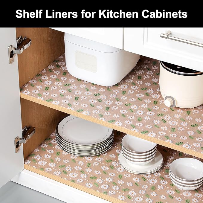 Cooyes Shelf Liner – Premium Non-Adhesive Cabinet & Drawer Liner for Kitchen – Waterproof Shelf Paper with Modern Pattern – Durable EVA Cabinet Mat – Easy to Cut （12" W x 240" L）