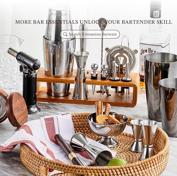 KITESSENSU Cocktail Shaker Set with to-Go Carry Case & 2 Martini Glasses