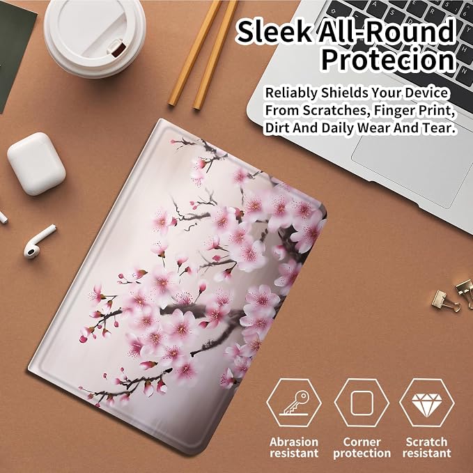 Case for iPad 10.2 Inch 7th / 8th / 9th Gen (2021/2020/2019) Slim PU Leather Folding Stand Protective Cover Case with Auto Sleep/Wake for iPad 10.2Cherry Blossom