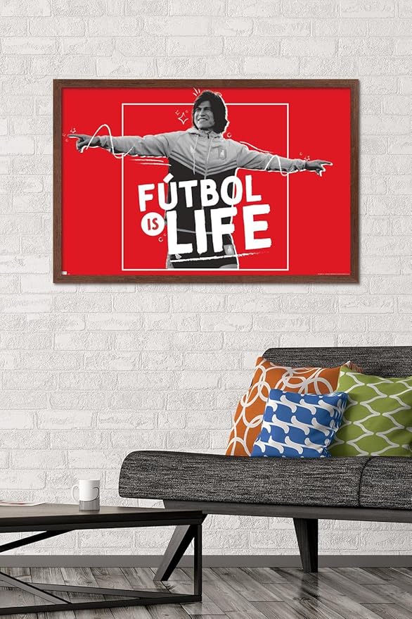 Ted Lasso - Futbol is Life Wall Poster, 34L" x 22.4W", Mahogany Framed Version