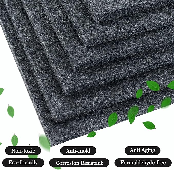 BXI Sound Absorber - 16 X 12 X 3/8 Inches 6 Pack High Density Acoustic Absorption Panel, Sound Absorbing Panels Reduce Echo Reverb, Tackable Acoustic Panels for Wall and Ceiling Acoustic Treatment