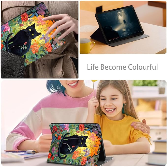 Case for iPad Air 11-inch (M4 2026 / M3 2025 / M2 2024) iPad Air 5th/4th Gen (2022/2020) 10.9 Slim PU Leather Folio Stand &amp Auto Sleep/Wake Protective Smart Cover Tree Fluorescent