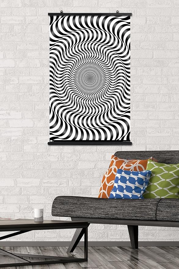 Trends International Zebra Stripe Optical Illusion Wall Poster, 22.375" x 34", Poster & Clip Bundle