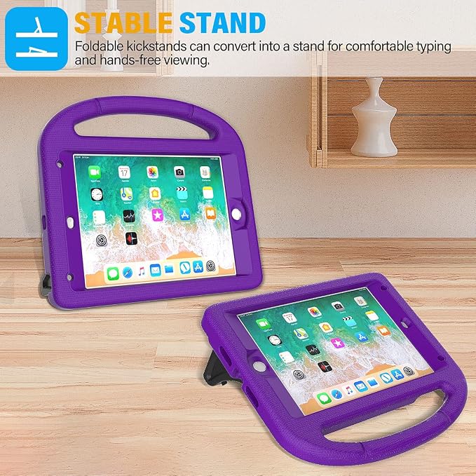 SUPLIK Kids Case for iPad mini 4/5 (7.9) Built-in Screen Protector Durable Shockproof Protective Cover with Handle Stand for 7.9 inch Apple iPad mini 4th/5th Generation Black