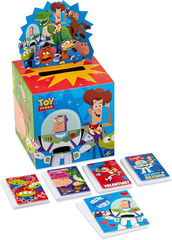 Hallmark Disney/Pixar Toy Story Valentines Day Cards and Mailbox for Kids School Classroom Exchange (1 Box, 32 Valentine Cards, 1 Teacher Card)