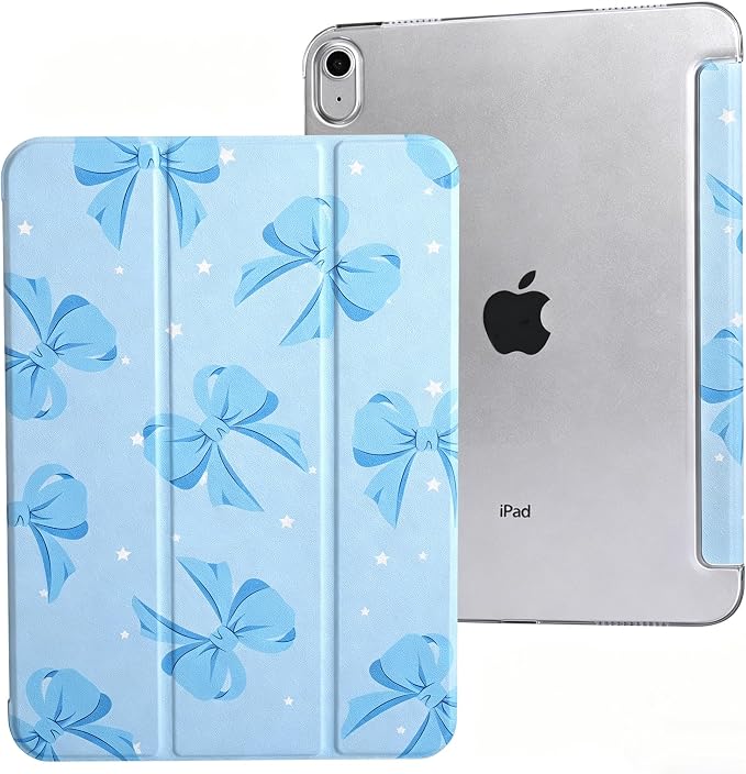 case for ipad 11th Generation11 Inch 2025 (A16 Chip) &amp 10th Gen 10.9 Inch 2022 - Slim Scratch-Resistant Hard PC Translucent Back Shell Smart Cover Wake/Sleep FunctionBlack Bow