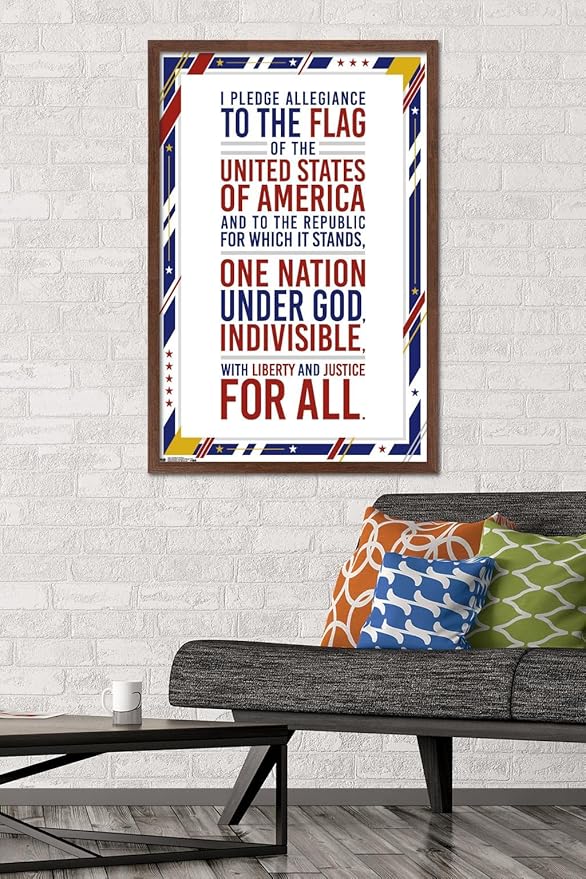 Trends International The United States Of America - Pledge Of Allegiance Wall Poster, 22.375" x 34", Mahogany Framed Version