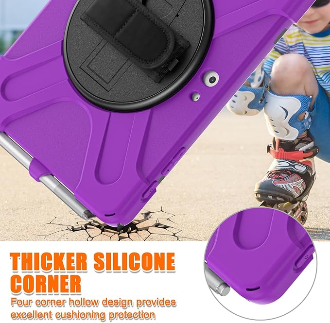 ZenRich Rugged Case for Surface Go 4 (2023)/Surface Go 3 (2021)/ Surface Go 2 (2020), Surface Go (2018) with Pen Holder Heavy Duty Shockproof Case with Stand Hand Strap and Shoulder Belt-Purple