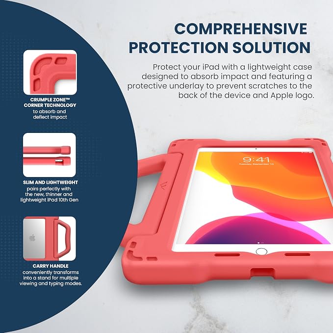 Brenthaven Bounce Rugged iPad Case Fits ONLY Apple 11th Gen 2025 &amp 10th Generation 2022 (10.9-inch) Drop Tested Cover - Gray