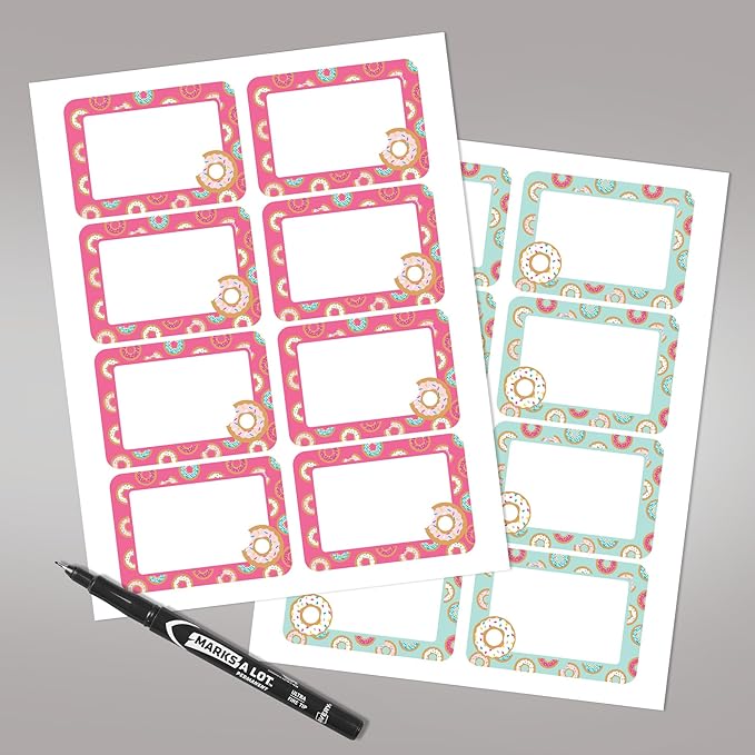 Avery Premium Donut Birthday Party Name Tags, No Lift No Curl, 80 Handwriteable Name Stickers