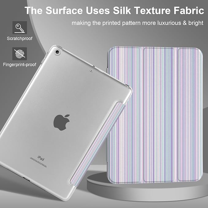 Compatible with iPad 10.2 Inch Case 2021 2020 2019 Smart Lightweight Trifold Stand Hard Plastic Transparent Cover Support Auto Sleep/Wake for iPad 10.2 9th/8th/7th Gen - Bear &amp Cherry