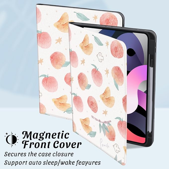 Cute Maple Bear Case for 10.2 iPad 2019/2020/2021(7th/8th/9th Gen) with Pencil Holder Auto Wake/Sleep Leather Soft TPU Back Cover for Women Girls