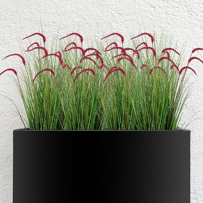Jexine 2 Pieces Faux Plants Outdoor 4 ft Tall Artificial Grass Plant Potted Artificial Setaria Grass Faux Greenery Floor Plants for Housewarming Gift House Garden Lobby Outdoor (Purple)