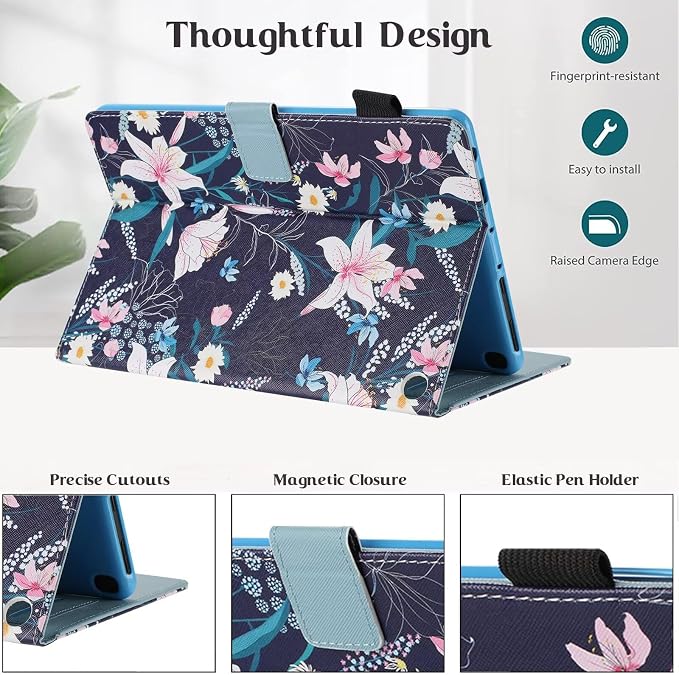 Case for Kindle Fire HD 10 &amp Fire HD 10 Plus 13th/11th Generation 2023 2021 | Synthetic Leather Flip Folio Stand Cover with Auto Wake/Sleep for Kindle Fire HD 10 &amp Fire HD 10 Plus Beach