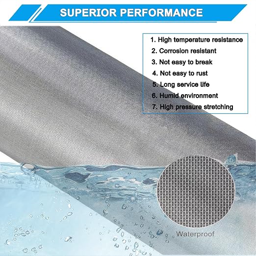 Stainless Steel Mesh Screen 20Mesh 304, 15.7" x 147" Metal Mesh Screen