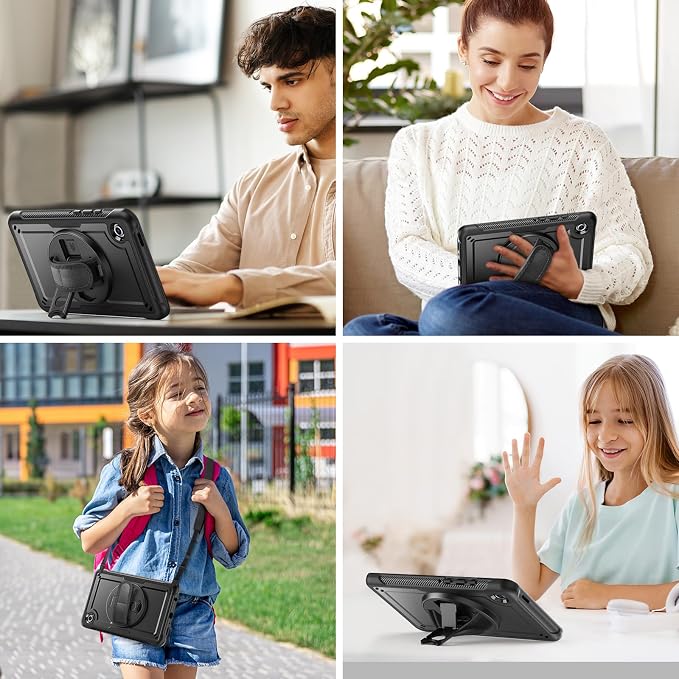 KAIJIAbox Case for Samsung Galaxy Tab A11+ Plus/Tab A9+ Plus 5G 11 Inch | 7 in 1 Protection: Screen Protector Pen Holder 360° Stand Hand Strap Shoulder Strap Drop-Proof Lightweight-Clear