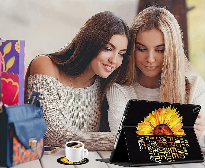 for iPad mini Case iPad mini 1 2 3 4 5 Case and Coasters Set PU Leather Folio Case Smart Cover with Stand &amp Auto Wake Sleep for iPad mini 5/4/3/2/1 - Flame Soccer