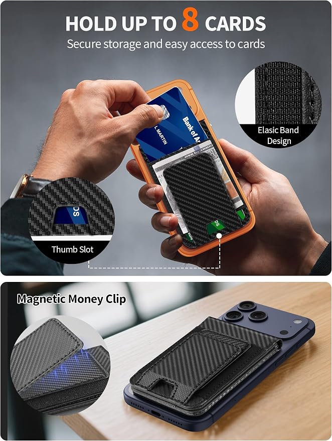 TopMade for MagSafe Wallet with Money Clip Strongest Magnetic Card Holder for iPhone 17/16/15/14/13/12 Series for iPhone Wallet with Adjustable Stand ID Window RFID Blocking Black