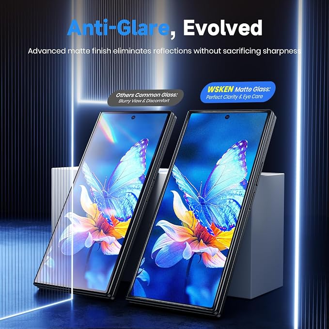 WSKEN Matte Screen Protector for Samsung Galaxy Z Fold 8 Ultra/Z Fold 7 | Anti-Glare Anti-Fingerprint Smooth as Silk Inside Flexible TPU Film + Front Tempered Glass With Auto Fit Case 2 Pack