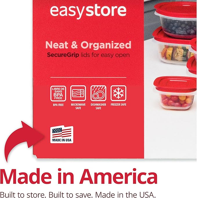 Rubbermaid EasyStore Rectangle, Square, and Round Containers, 34-Piece Set, Food Storage Containers, Food Storage Containers with Lids