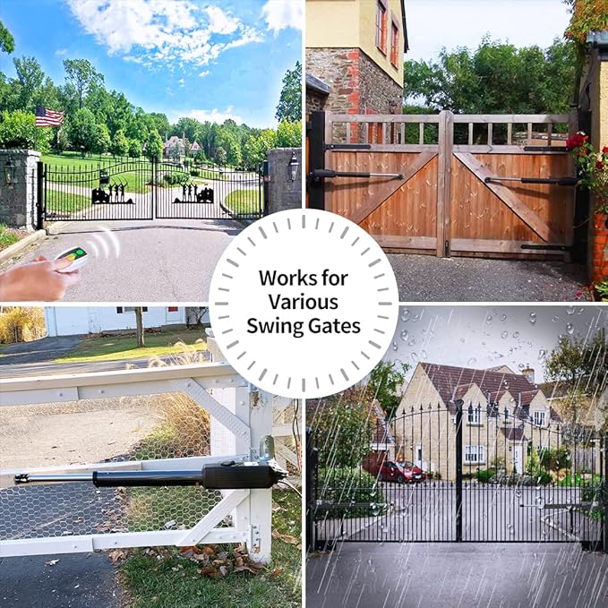 TOPENS PW802 Automatic Gate Opener for Heavy Duty Dual Swing Gates Up to 18ft per Arm, Dual Swing Gate Operator AC Powered with Remote Control Kit Gate Motor Solar Compatible