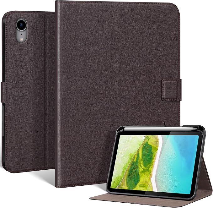Leather Case for iPad 11th/10th Gen (11/10.9) Black | Genuine Leather Pencil Holder Adjustable Stand Magnetic Closure Auto Wake/Sleep