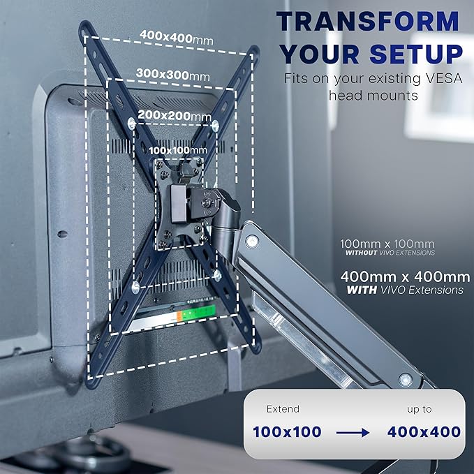 VIVO Steel TV Mount Adapter Brackets for Screens 32 to 55 inch LCD LED, Conversion Plate Kit, Adds 300mm of VESA Extension, MOUNT-AD600B