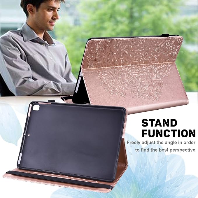 Fire HD 8 Case Slim Folding Stand Auto Wake/Sleep Wallet Case with Cards/Cash Holder for Amazon Fire HD 8(8th/7th/6th Gen 2018/2017/2016 Release)-Black