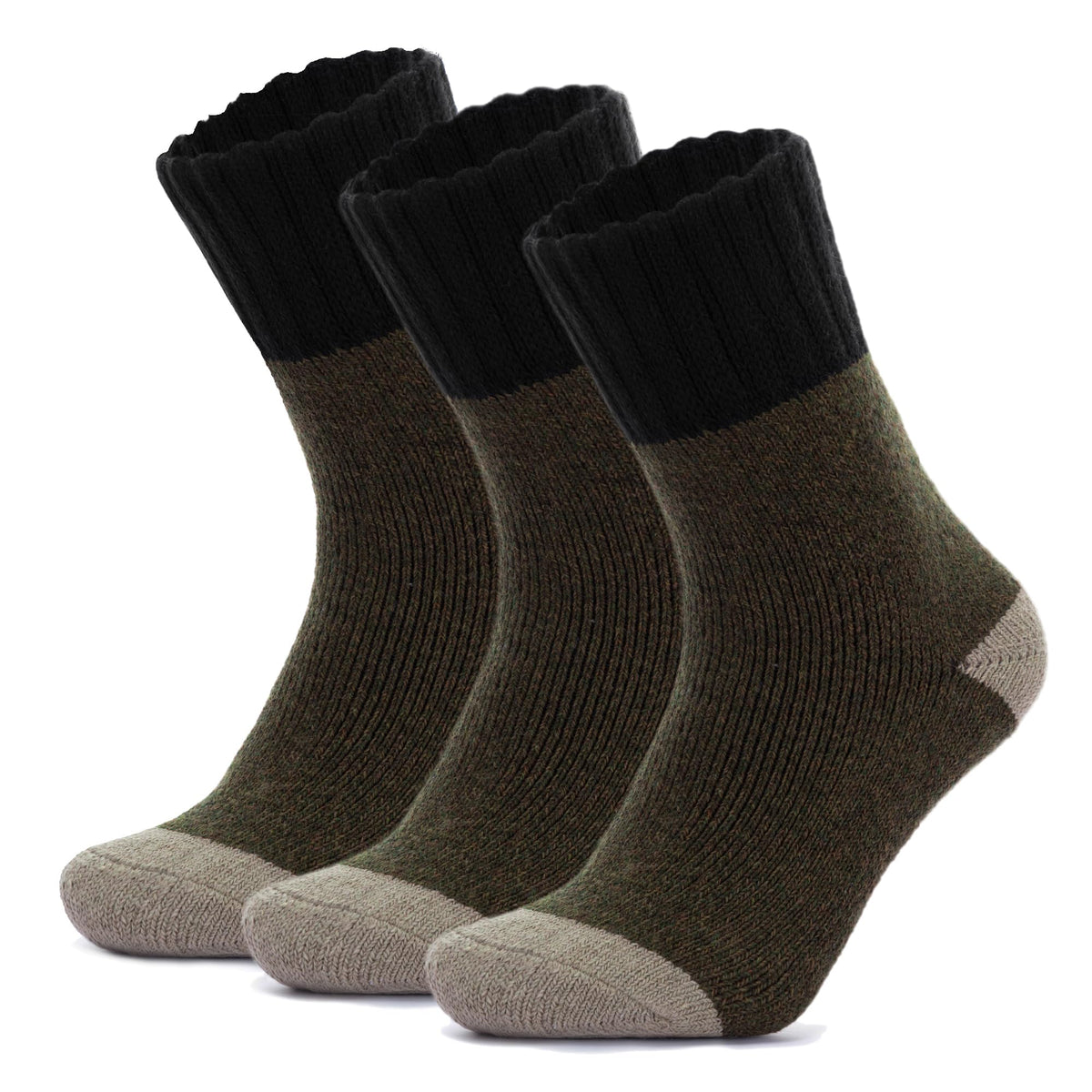 RockDove Men’s Thick Knit Wool Blend Crew Socks 3 Pairs