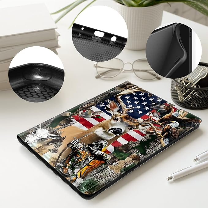 Case for All-New 7 Kindle Paperwhite 12th Gen 2024 &amp Kindle Colorsoft Signature EditionPU Leather Cover with Auto Sleep Wake FeatureAmerican Flag Eagle