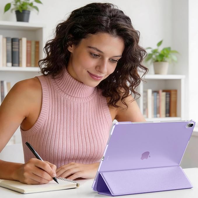 for iPad Air 13 Inch Case M4/M3/M2(2026/2025/2024) Lavender | Slim Trifold Stand Protective Cover with Translucent Hard Back for iPad Air 13 Case Support Touch ID Auto Wake/Sleep