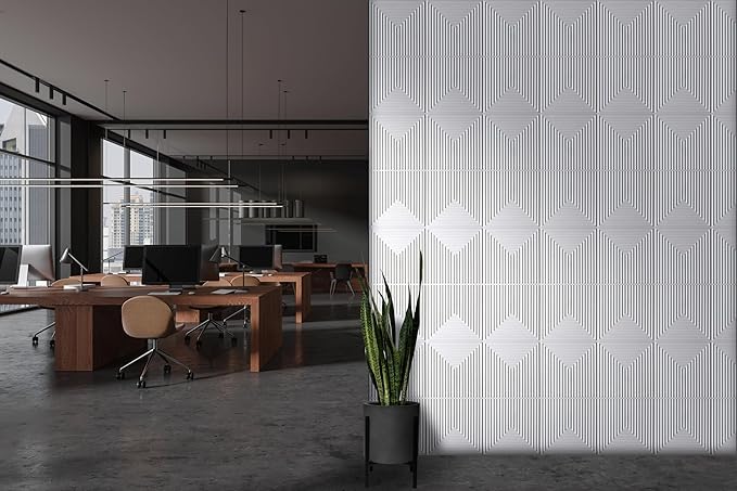 From Plain To Beautiful In Hours 9004 Depth Tier PVC 12 in x 12 in Peel and Stick Wall Panels (Covers / 10 sq.ft), White Matte, 10 Piece