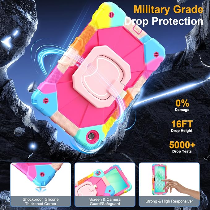 Case for Samsung Galaxy Tab A9 Plus 11 Inch 2023 Ubearkk Rugged Case for Samsung Galaxy A9+ Tablet SM-X210/X216/X218 with Screen Protector 360 Rotating Stand Shoulder Strap Pen Holder Black