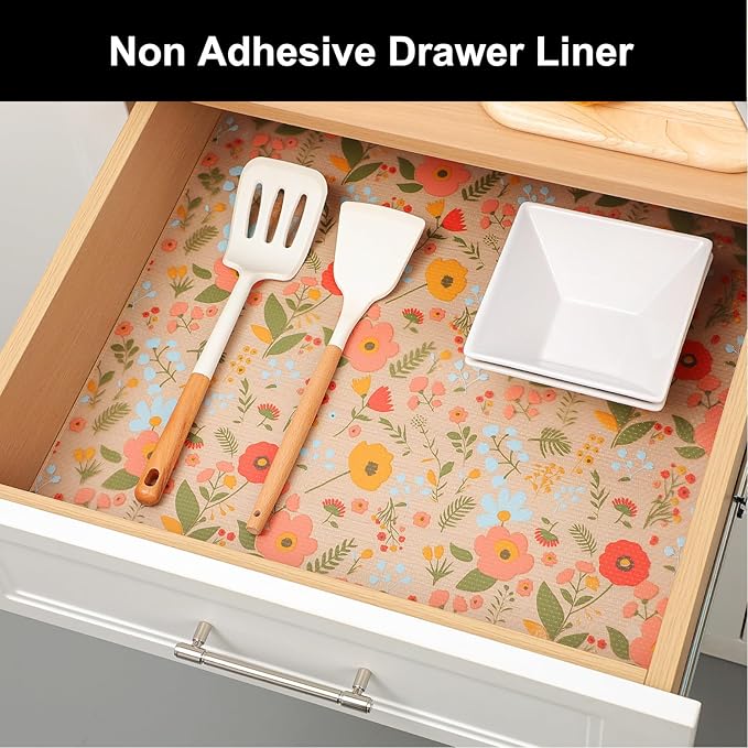 Cooyes Shelf Liner – Premium Non-Adhesive Cabinet & Drawer Liner for Kitchen – Waterproof Shelf Paper with Modern Pattern – Durable EVA Cabinet Mat – Easy to Cut （24" W x 360" L）