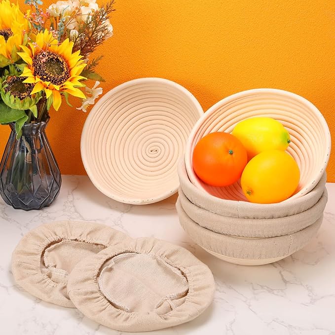 Ziliny 6 Pcs Banneton Bread Proofing Baskets for Sourdough,9 Inch,Round