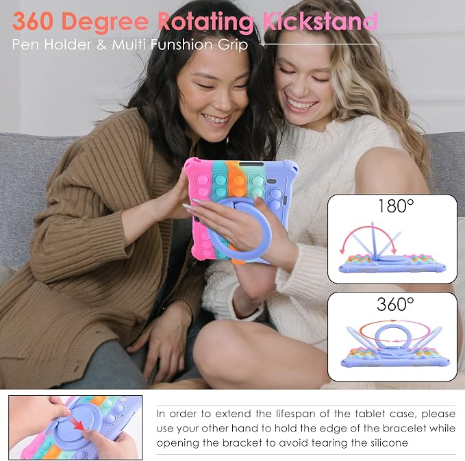 DETUOSI 10.1 inch Soft Silicone Rotatable Tablet Case Dazzling Dark Blue | 360°Rotatable Stand Multi Angle Protective Cover Funny Protective Case for 10.1 inch Tablet