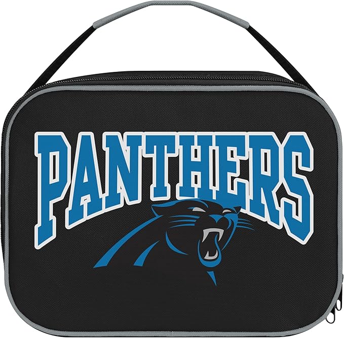 FOCO NFL Unisex-Adult Officially Licensed Wordmark Team Color Big Logo Football Zip Closure 7L Lunch Bag - Carolina Panthers