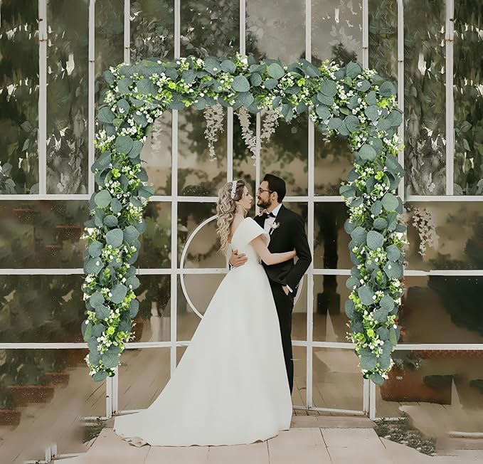 Eucalyptus Garland 6FT Artificial Ivy Greenery Fake Silver Dollar Eucalyptus Leaves Vines Table Decor Green Vine Spring Artificial Vines for Home Mantle Party Decor Indoor/Outdoor (2)