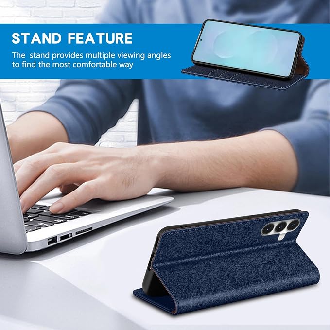 ZZXX for Samsung Galaxy S25 Wallet Case with [RFID Blocking] Card Slot Stand Strong Magnetic Leather Flip Fold Protective Phone Case for Samsung Galaxy S25 Case Wallet(Black-6.2 inch)