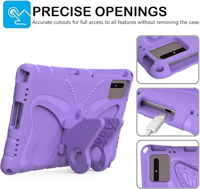 for Samsung Galaxy S9/S9FE/S8/S7 11 Butterfly Wings Kickstand Kids Girl Tablet Case EVA Material Light Weight Shockproof Kids Case for Lenovo M11 Xiaomi PDA 5/6 Redmi Pad SE (Blue)