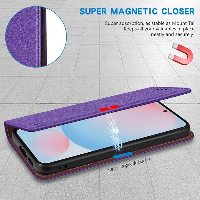 ZZXX for Samsung Galaxy S25 Wallet Case with [RFID Blocking] Card Slot Stand Strong Magnetic Leather Flip Fold Protective Phone Case for Samsung Galaxy S25 Case Wallet(Black-6.2 inch)