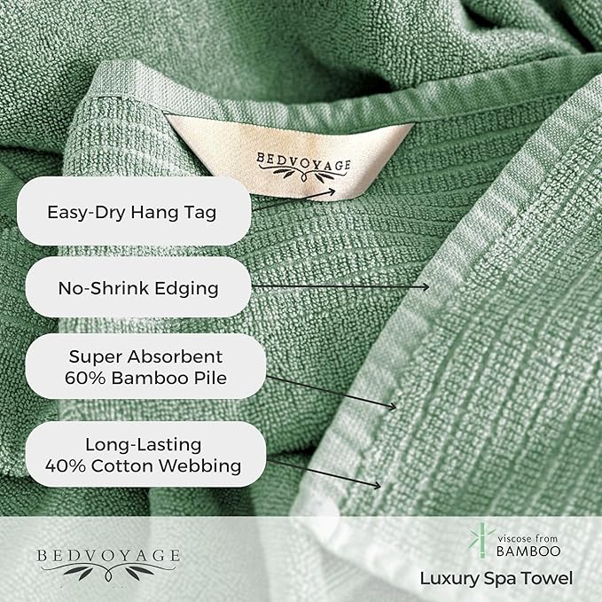 BedVoyage Luxury Bath Towels Set of 6 - Ultra Soft Plush Bathroom Towel Set - Highly Absorbent Viscose from Bamboo Bath Towels Ultra Soft - Spa Towel for Body - Seaglass