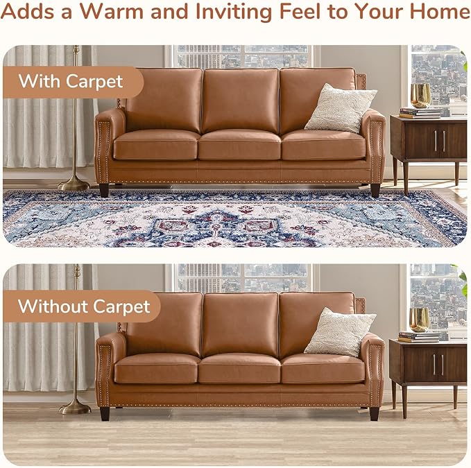 OPPODREAM Thin Entryway Rug 2x8, 2x8 Rug Runner, Washable Hallways Carpet 2 x 8 with Non Slip Backing, Low-Pile Bedside Carpet 2 x 8, Long, Faux Cashmere, Navy Blue & Red & Cream