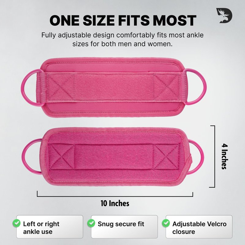 DMoose Ankle Strap for Cable Machine - One Size Fit with Premium Padding, Workout Kickback Ankle Cuffs, Ankle Bands for Working Out, Booty Workouts, Leg Extension, Hip Abductors & Lower Body Exercises