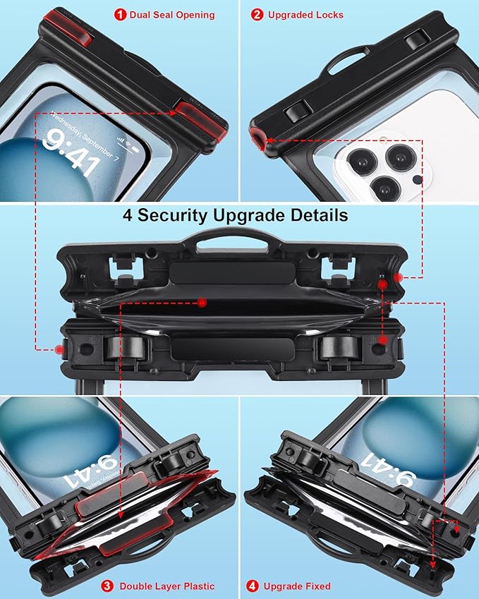 3-Pack Waterproof Phone Pouch for Cruise Essentials 2025, Beach Vacation Essentials for Cruise, Dry Bag for Travel Kayak Accessories, Water Proof Case for iPhone 15 14 13 12 Plus Pro Max Galaxy Pixel