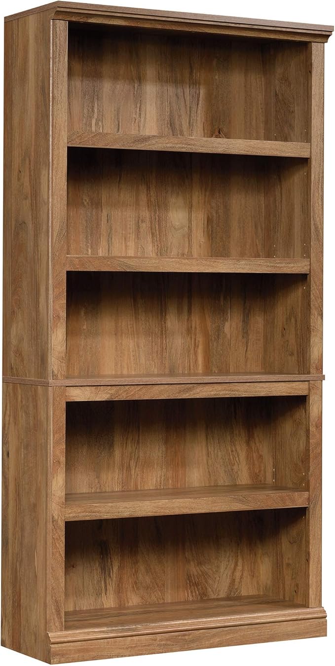 Sauder 5 Tier Book Shelf Wooden Bookcase Multipurpose Bookshelf for Home Office, Living Room, in Sindoori Mango