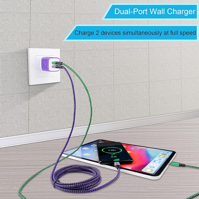 USB Type C Charger Plug Dual Port Fast Wall Charger Phone Charging Block with 2Pack 6Ft C Cable for Samsung Galaxy S26 S25 S24 S23 S22 S21 S20 A16 A54 A53 A23iPhone 17 16 15Google Pixel 10 9 8 7 Pro
