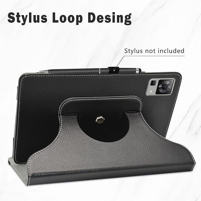 LiuShan 360 Degree Rotation Stand PU Cover for DOOGEE T30 Pro/Ultra T30s T35 T40 11 Tablet Black