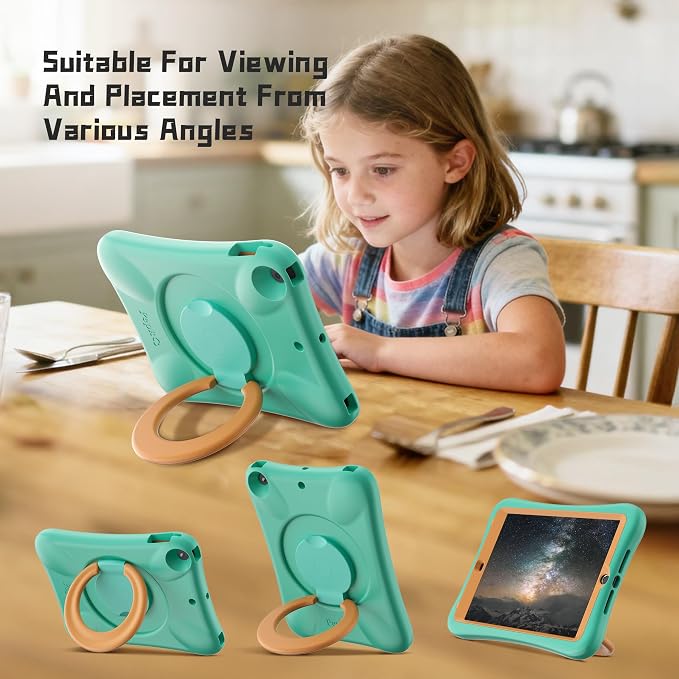 Pepkoo Case for iPad 9.7 Inch 5th/6th Gen &amp Air/Air 2 Shockproof Cover | EVA Shockproof Design with Adjustable Stand. Full-Body Coverage for Study Reading and Daily Use with Flexible Bracket.