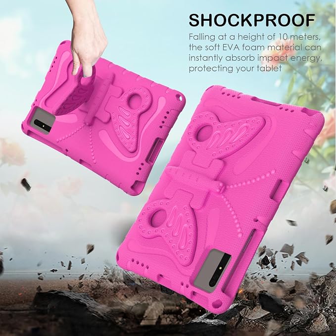 for Samsung Galaxy S9/S9FE/S8/S7 11 Butterfly Wings Kickstand Kids Girl Tablet Case EVA Material Light Weight Shockproof Kids Case for Lenovo M11 Xiaomi PDA 5/6 Redmi Pad SE (Blue)